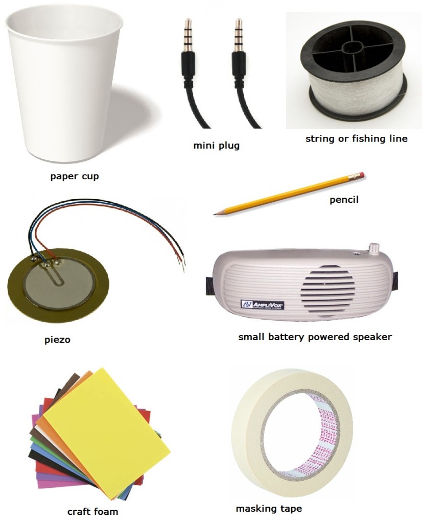 list of materials for an electric cup guitar