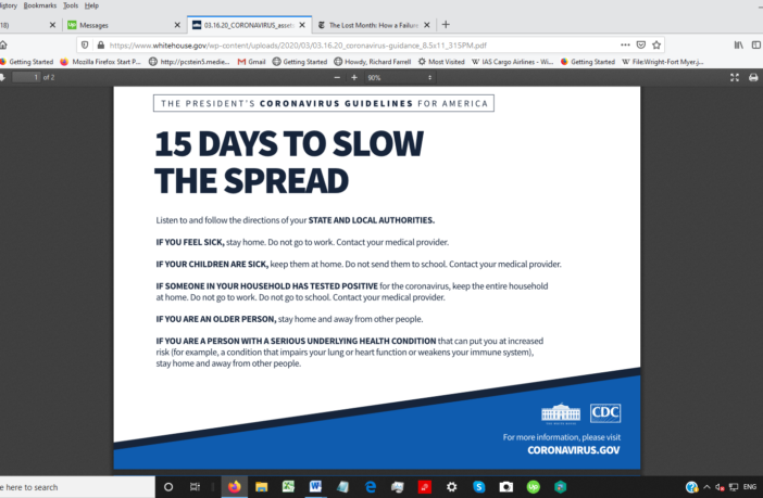 u.s. president's 15 days to slow the spread