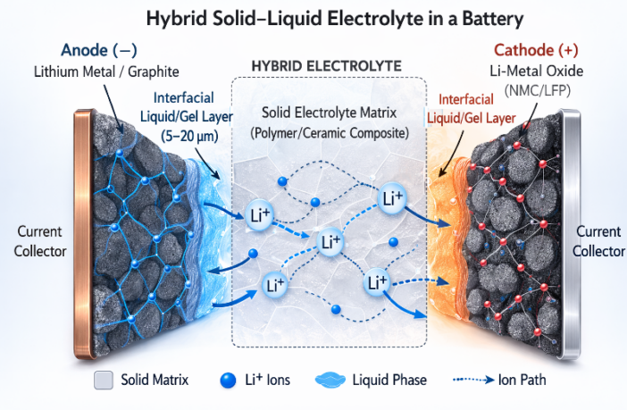 hybrid solid-liquid batteries